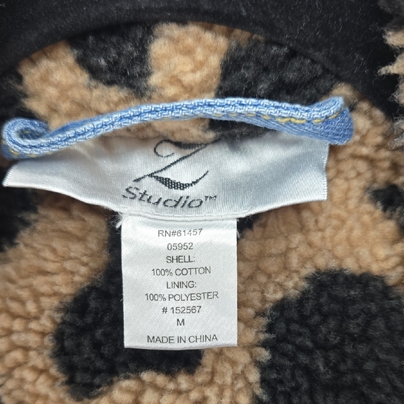 Denim Shearling Coat with Leopard Print Sherpa | Z Studio | Medium - Picture 7 of 9